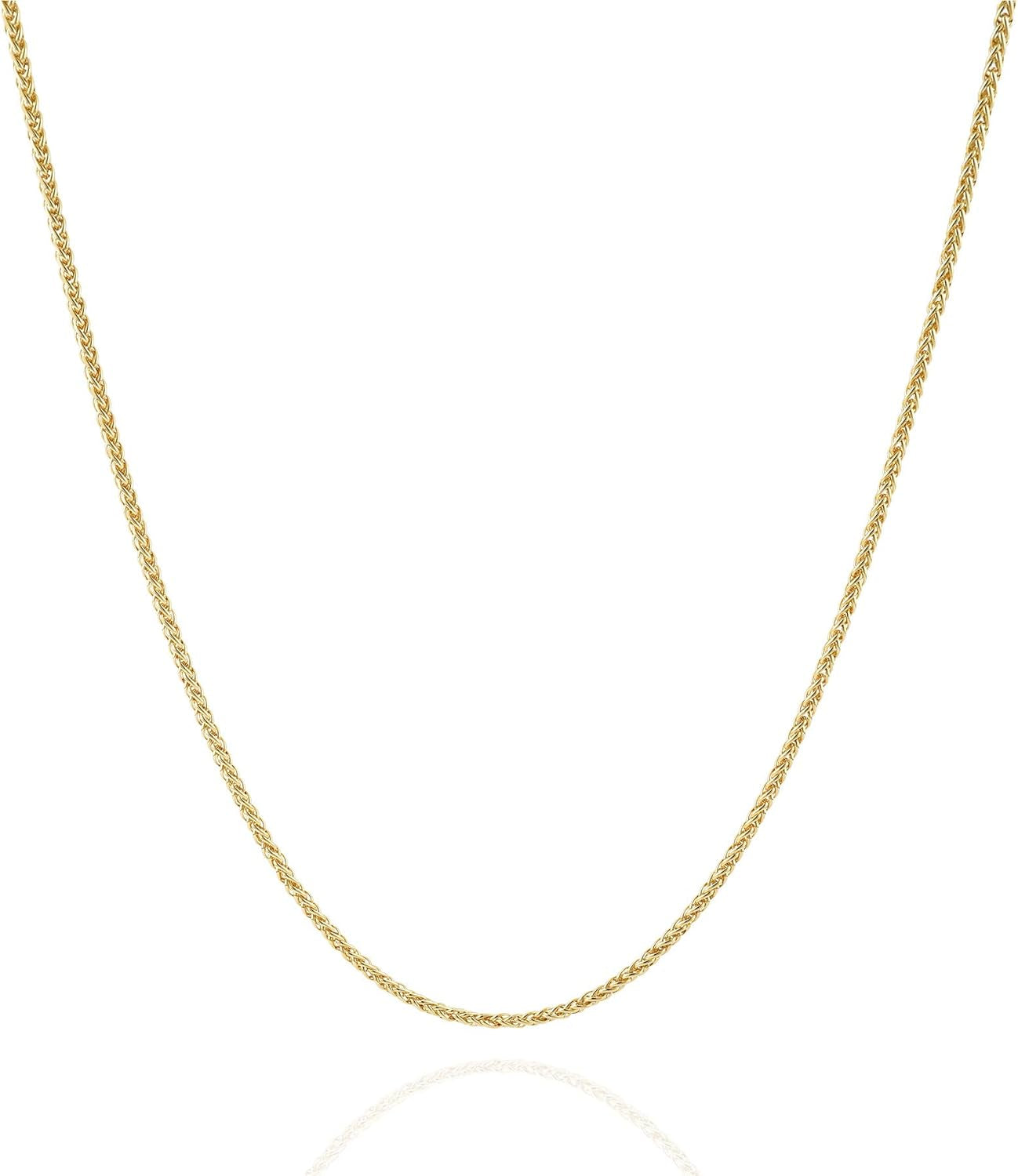 Gold Chain Necklace Collection - 14K Solid Yellow Gold Filled round Wheat/Palm Chain Necklaces for Women and Men with Different Sizes (2.5Mm, or 3.2Mm)