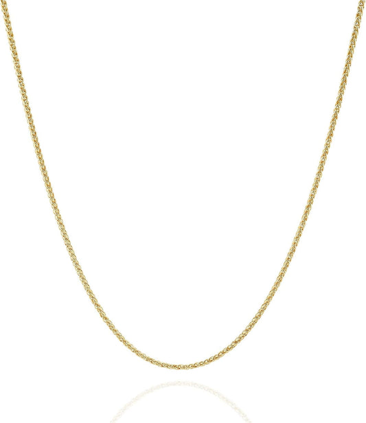 Gold Chain Necklace Collection - 14K Solid Yellow Gold Filled round Wheat/Palm Chain Necklaces for Women and Men with Different Sizes (2.5Mm, or 3.2Mm)