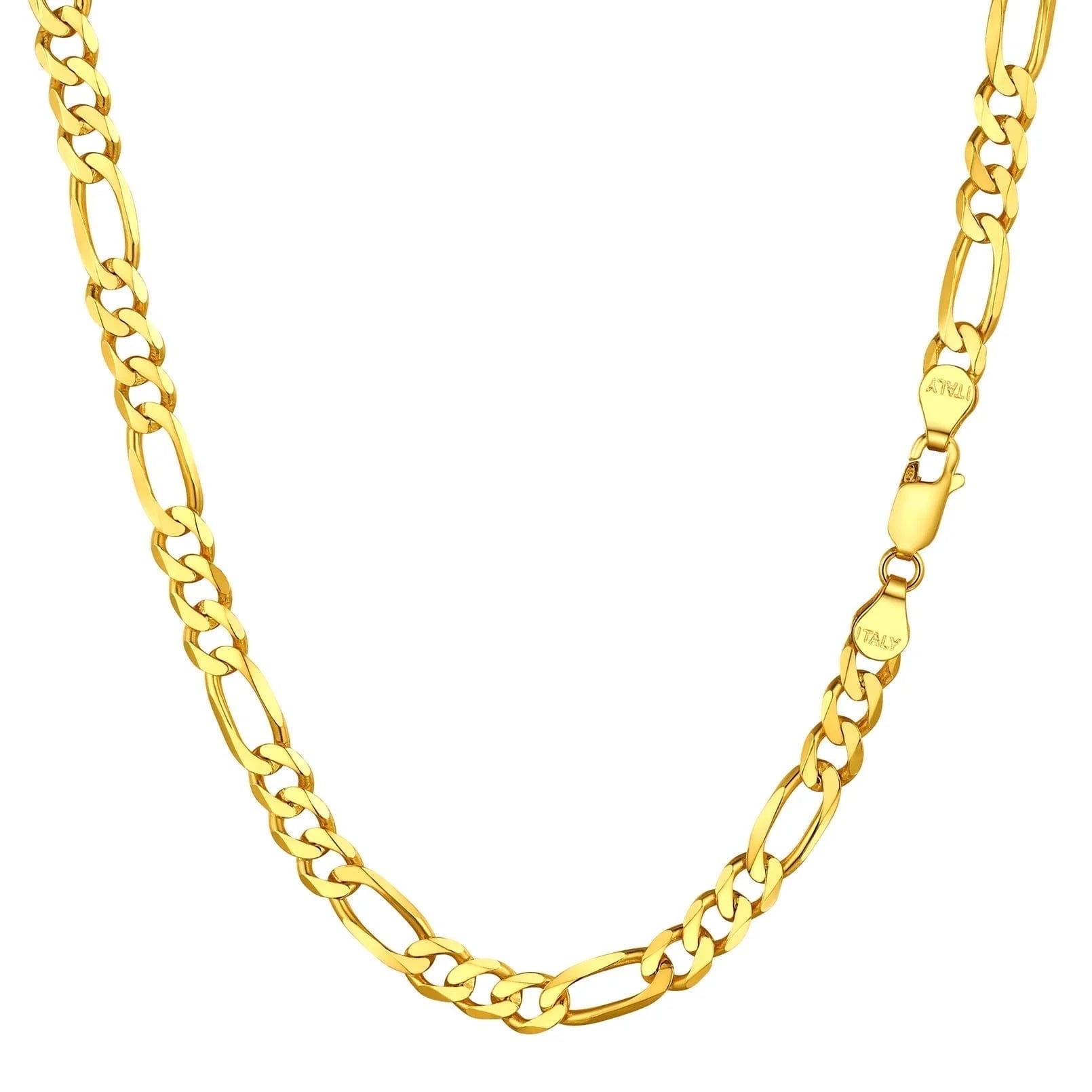 14K Gold Plated Italian 5MM Cut Figaro Necklace for Women Men, 925 Silver, Classic Style, Daily Wear, Valentine'S Day Birthday Party Gift (With Gift Box)