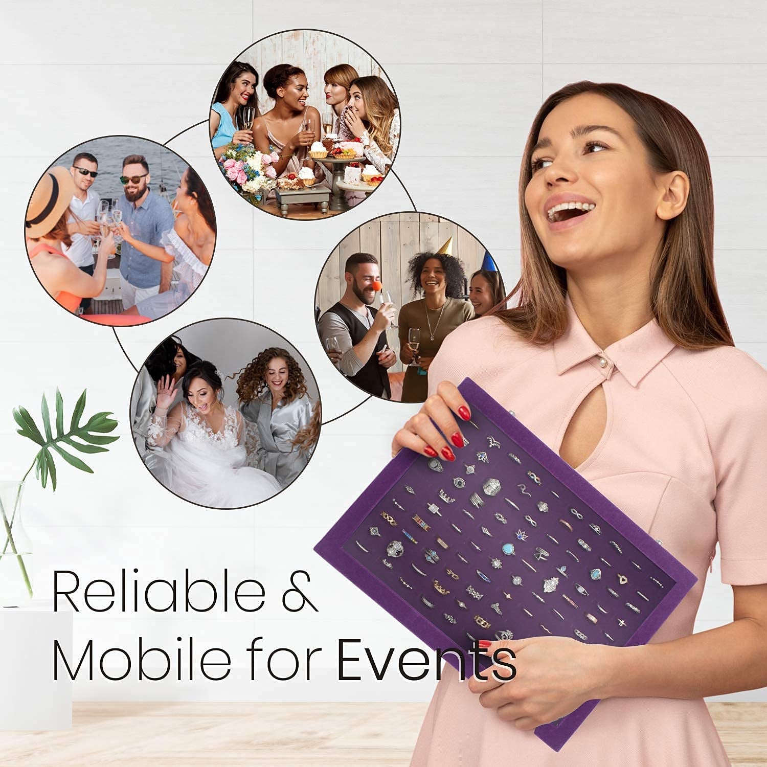 100 Slots Jewelry Ring Organizer Case, Ring Storage Tray for Multiple Rings with Clear Lid, Ring & Earring Holder Storage Box for Shows