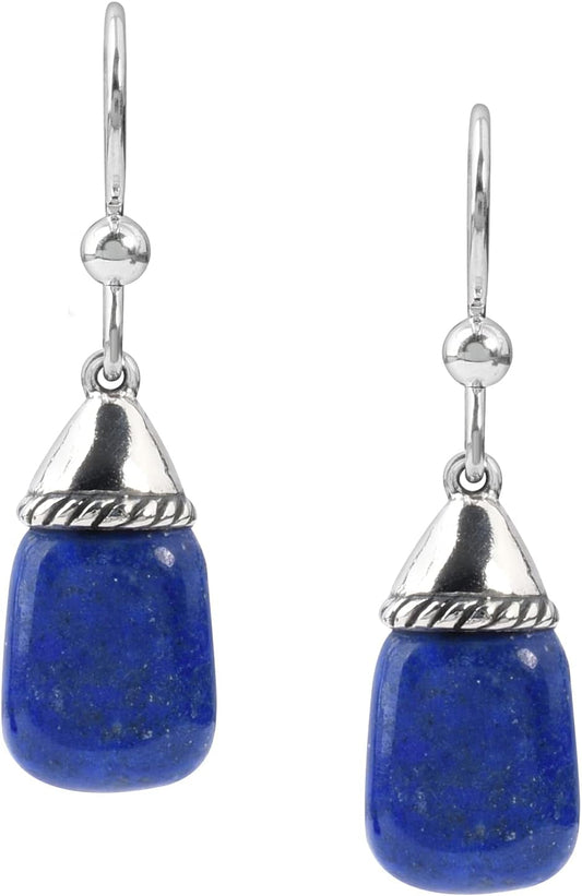 American West Sterling Silver Choice of Gemstone Color Teardrop Dangle Earrings