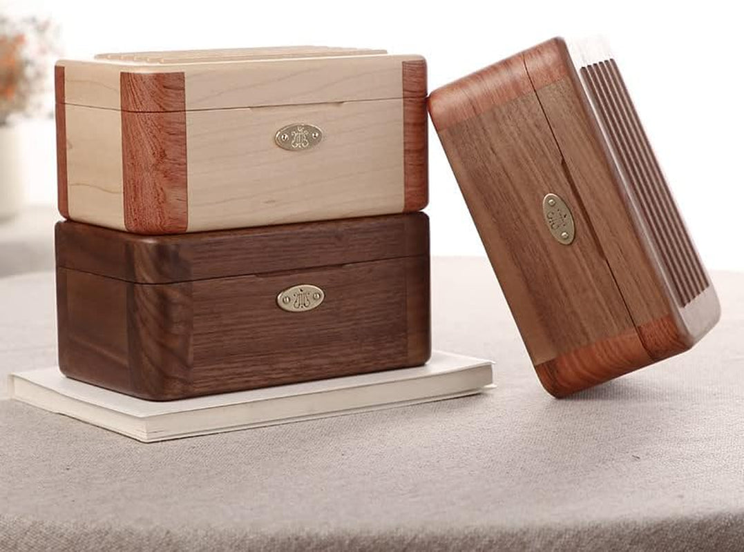 Vintage Wood Jewelry Box Music Box Trinket Box Keepsake Musical Boxs Gifts for Wedding Christmas Birthday Valentine'S Day (Walnut Wood + Rosewood Wood, Tune ; Can'T Help Falling in Love)