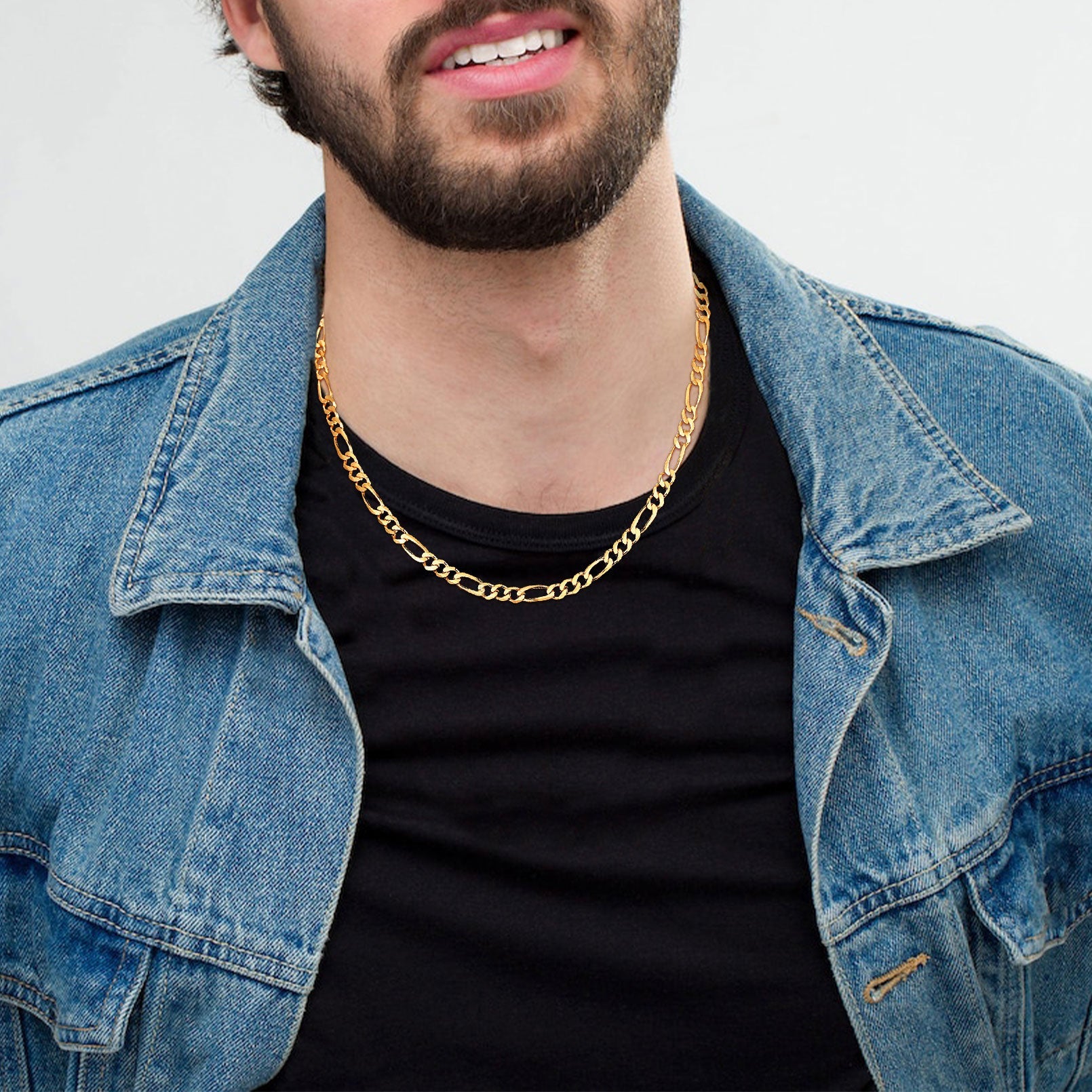 14K Gold Plated Italian 5MM Cut Figaro Necklace for Women Men, 925 Silver, Classic Style, Daily Wear, Valentine'S Day Birthday Party Gift (With Gift Box)